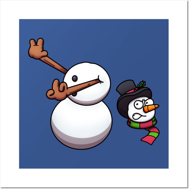 Funny Snowman Lost His Head Wall Art by TheMaskedTooner